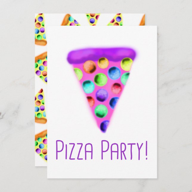 Pizza Party (Purple) Invitation (Front/Back)