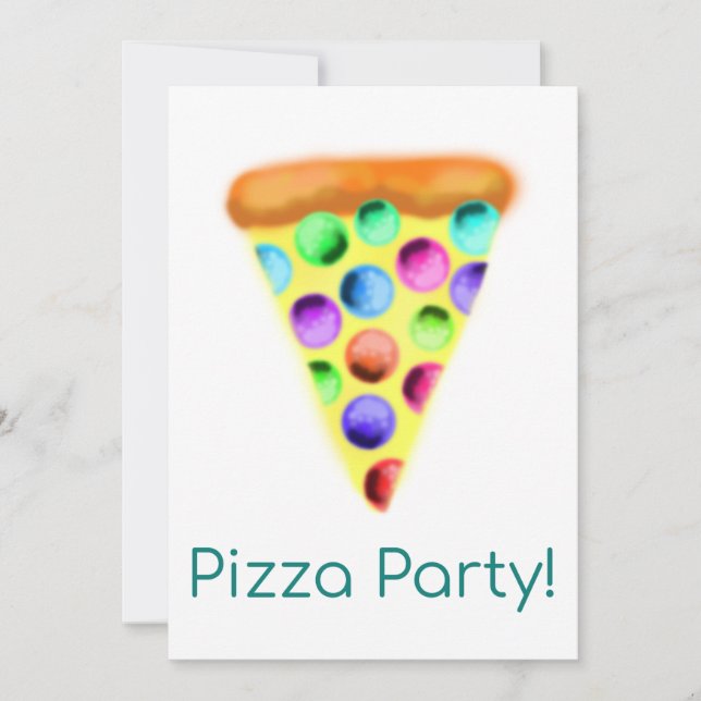 Pizza Party (Rainbow) Invitation (Front)