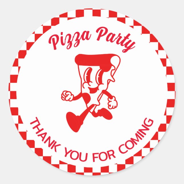 Pizza Party Round Sticker (Front)