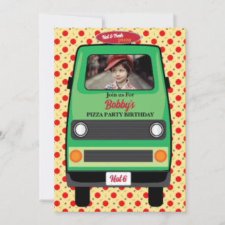 Pizza Party Sleepover Birthday Invitation