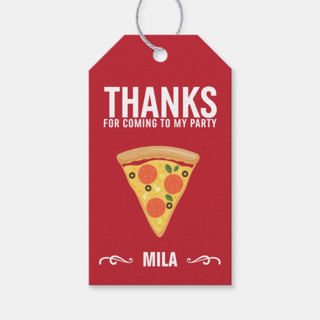 Pizza Party Slice of Pie Favour Tag (Front)