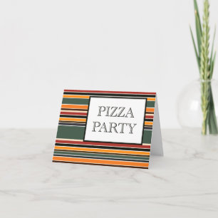 pizza party stripes invitation