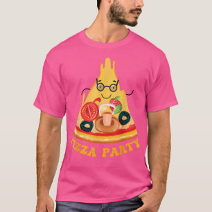 Pizza Party T-Shirt Cartoon Pizza Slice Funny Food