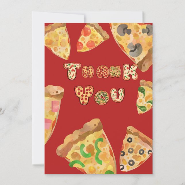 Pizza Party Thank You Card (Front)