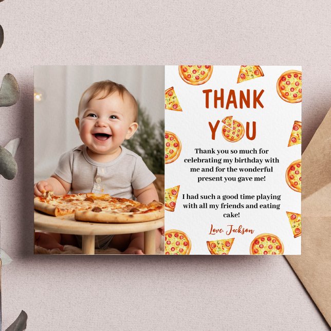 Pizza Party Thank You Card Birthday  (Creator Uploaded)