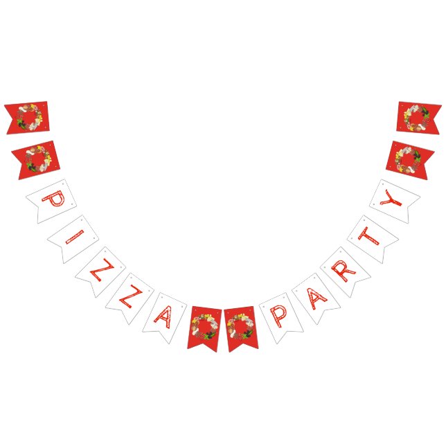 Pizza Party Toppings Italian Food Pizzeria Pie Bunting (All)