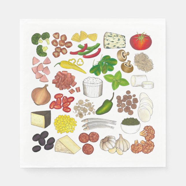 Pizza Party Toppings Italian Food Pizzeria Pie Napkin (Front)