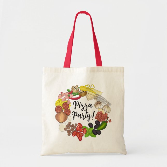 Pizza Party Toppings Italian Food Pizzeria Pie Tote Bag (Front)