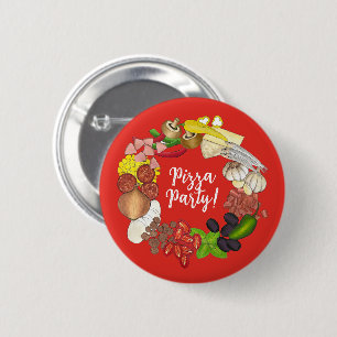 Pizza Party Toppings Make Your Own Birthday Decor 6 Cm Round Badge