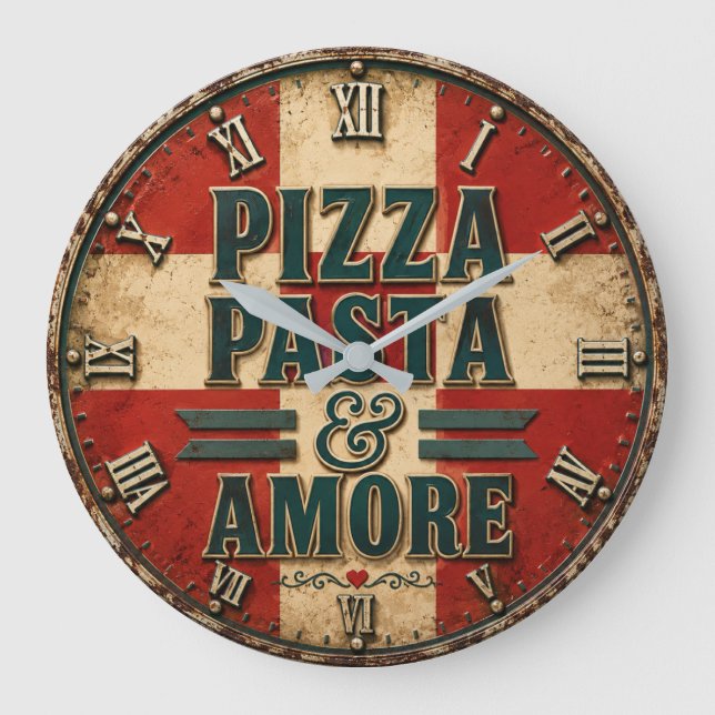 Pizza Pasta Amore Italian Kitchen  Large Clock (Front)