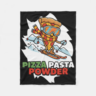 Pizza, Pasta, Powder - Funny Skiing Pizza Slice Wi Fleece Blanket