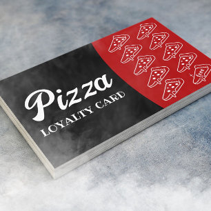 Pizza & Pasta Restaurant Black & Red Loyalty Card