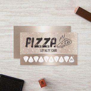 Pizza Pasta Restaurant Modern Gold Loyalty Punch Card