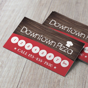 Pizza Pasta Restaurant Rustic Wood Loyalty Card