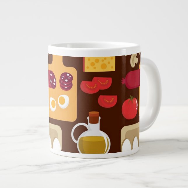 Pizza Pattern Large Coffee Mug (Front Right)