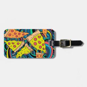 Pizza pattern luggage tag