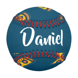 Pizza pattern on blue baseball