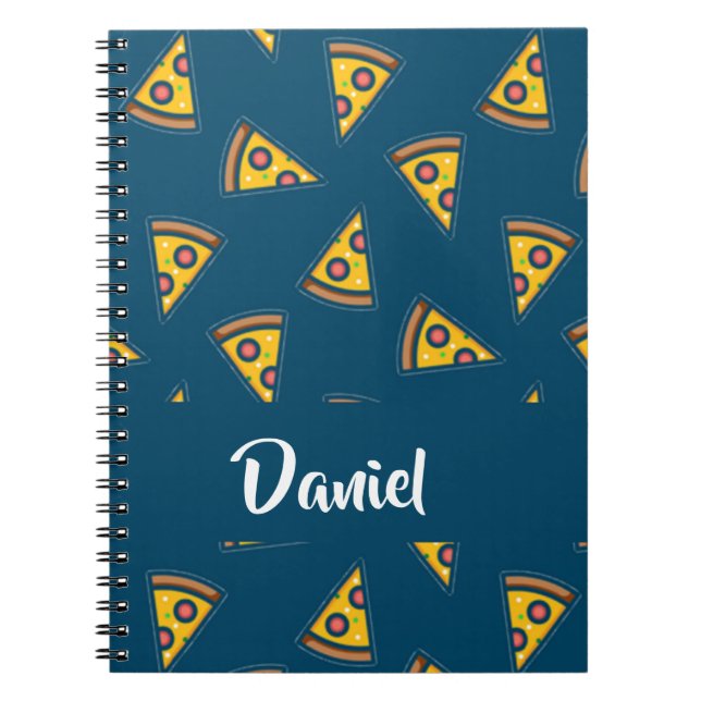 Pizza pattern on blue notebook (Front)