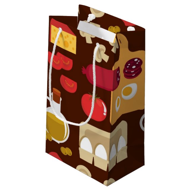 Pizza Pattern Small Gift Bag (Back Angled)