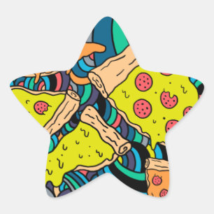 Pizza pattern star sticker