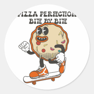 Pizza perfection,bite by bite classic round sticker