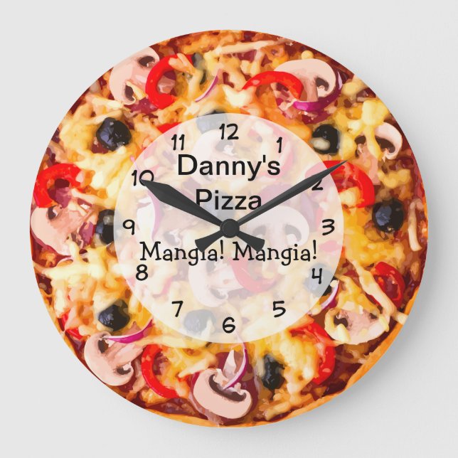 Pizza Pie Italian Food Theme Large Clock (Front)