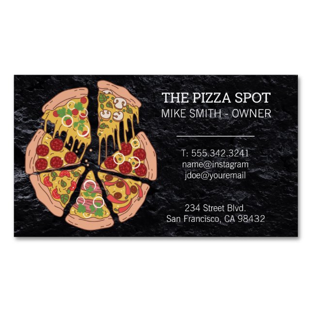 Pizza Pie Slices Magnetic Business Card (Front)