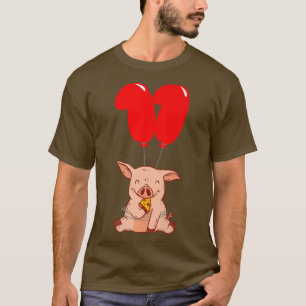 Pizza Pig 11th Birthday Kids Balloon Party T-Shirt