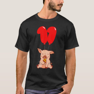 Pizza Pig 11th Birthday Kids Balloon Party T-Shirt