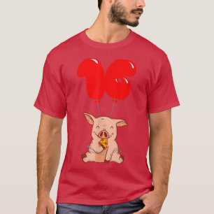 Pizza Pig - 16th Birthday - Kids Balloon Party 426 T-Shirt