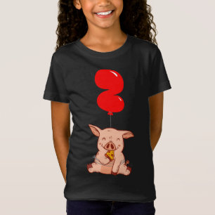 Pizza Pig - 2nd Birthday - Kids Balloon Party T-Shirt