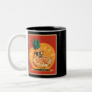 Pizza Pineapple Hawaii Summer Fast Food Tomatoes F Two-Tone Coffee Mug
