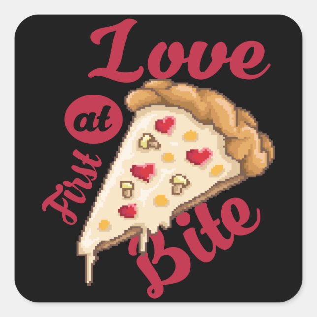 Pizza Pixel Retro Square Sticker (Front)