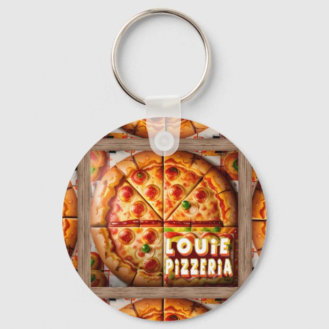 Pizza Pizzeria Design Key Ring (Front)