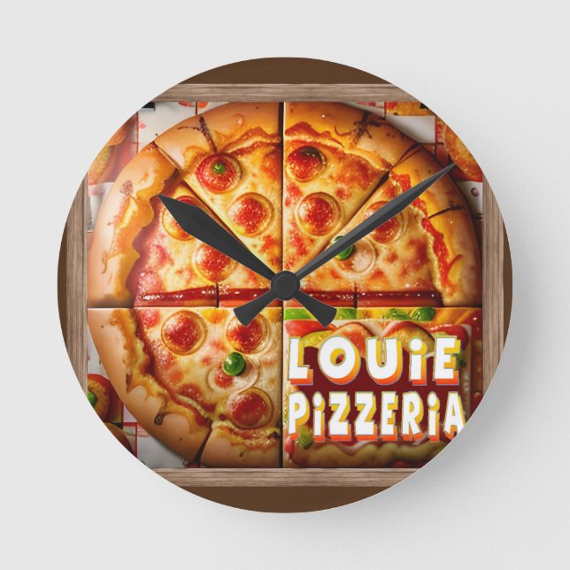 Pizza Pizzeria Design Round Clock (Front)