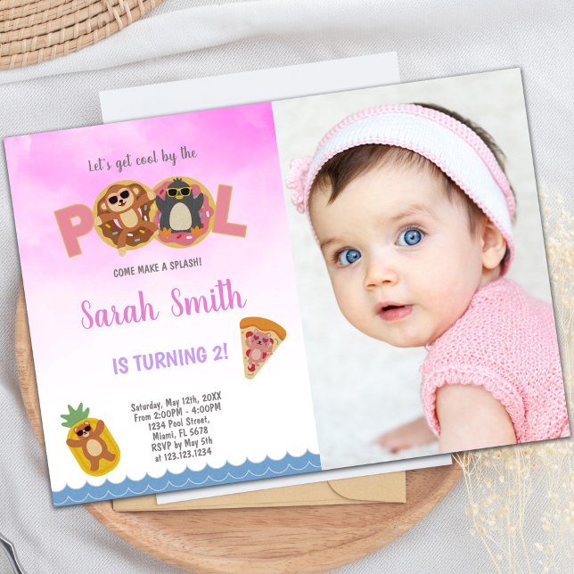 Pizza Pool Birthday Invitations with photo (Pizza Pool Birthday Invitations with photo)