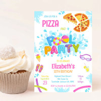 Pizza Pool Party Birthday Invitation
