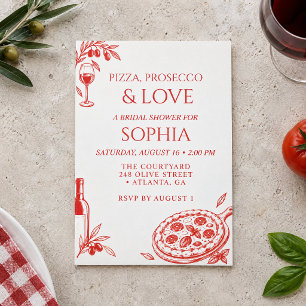 Pizza Prosecco Terracotta Italian Bridal Shower Invitation