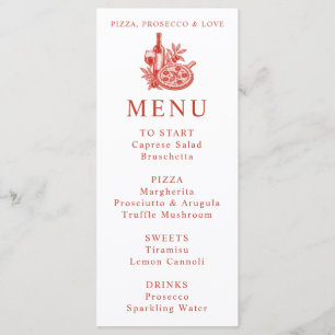 Pizza Prosecco Terracotta Italian Bridal Shower Menu