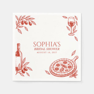 Pizza Prosecco Terracotta Italian Bridal Shower Napkin