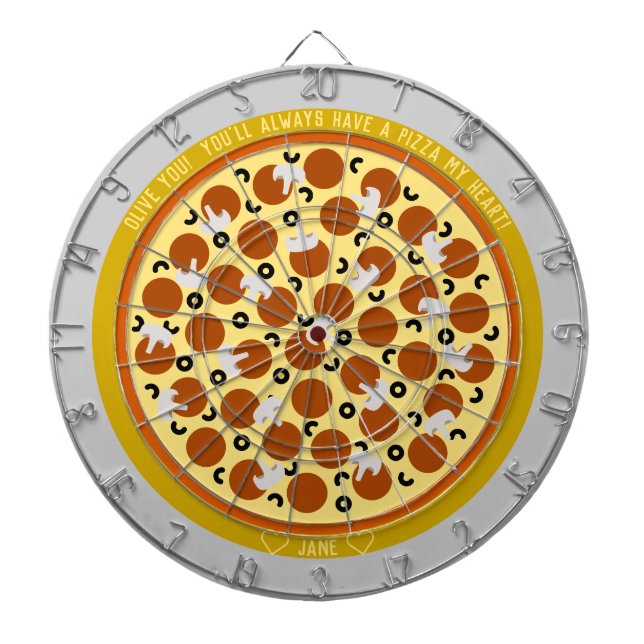 Pizza Puns Personalised Pepperoni Pizza w/Toppings Dartboard (Front)