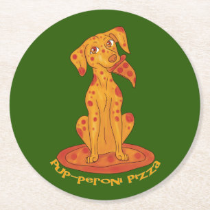 Pizza Puppy Round Paper Coaster