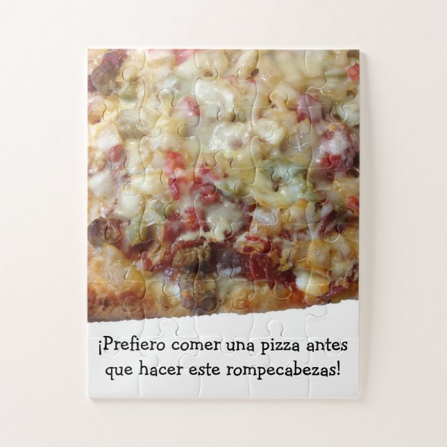 Pizza Puzzle with Spanish (español) Quote.  (Vertical)