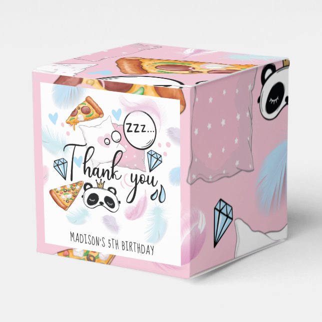 Pizza & Pyjamas Sleepover Birthday Personalised Favour Box (Front Side)