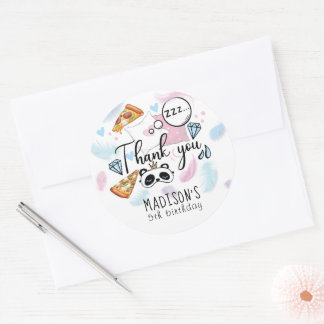 Pizza & Pyjamas Slumber Party Personalised Classic Round Sticker