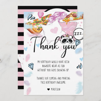 Pizza & Pyjamas Slumber Party Thank You Card