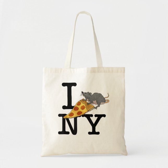 Pizza Rat, I love New York, Pizza , Ironic  Tote Bag (Front)