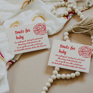 Pizza Red Hand Written Drawn Baby Book Request Enclosure Card