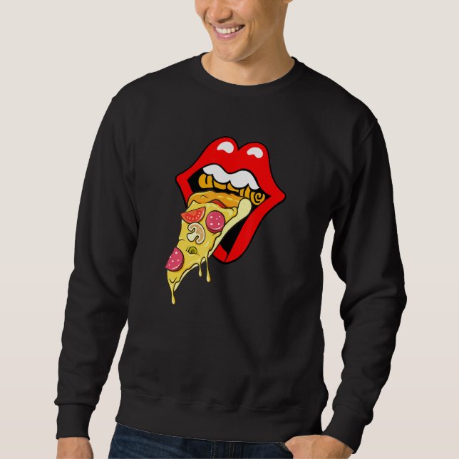 Pizza Red Lips Fast Food Sweatshirt (Front)