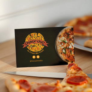 Pizza Restaurant Business   Minimalist Dark  Business Card